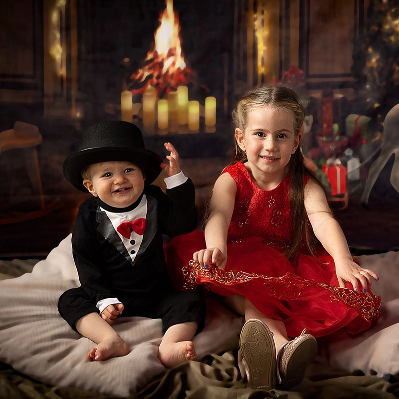 Kinder weihnachtlich fotografiert im Fotostudio Urbschat Kleinmachnow